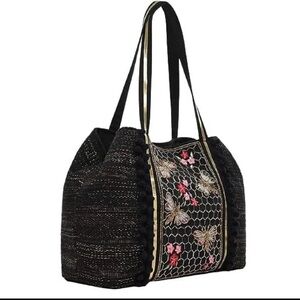 NWOT America & Beyond Midnight Black Honey Bee Tote